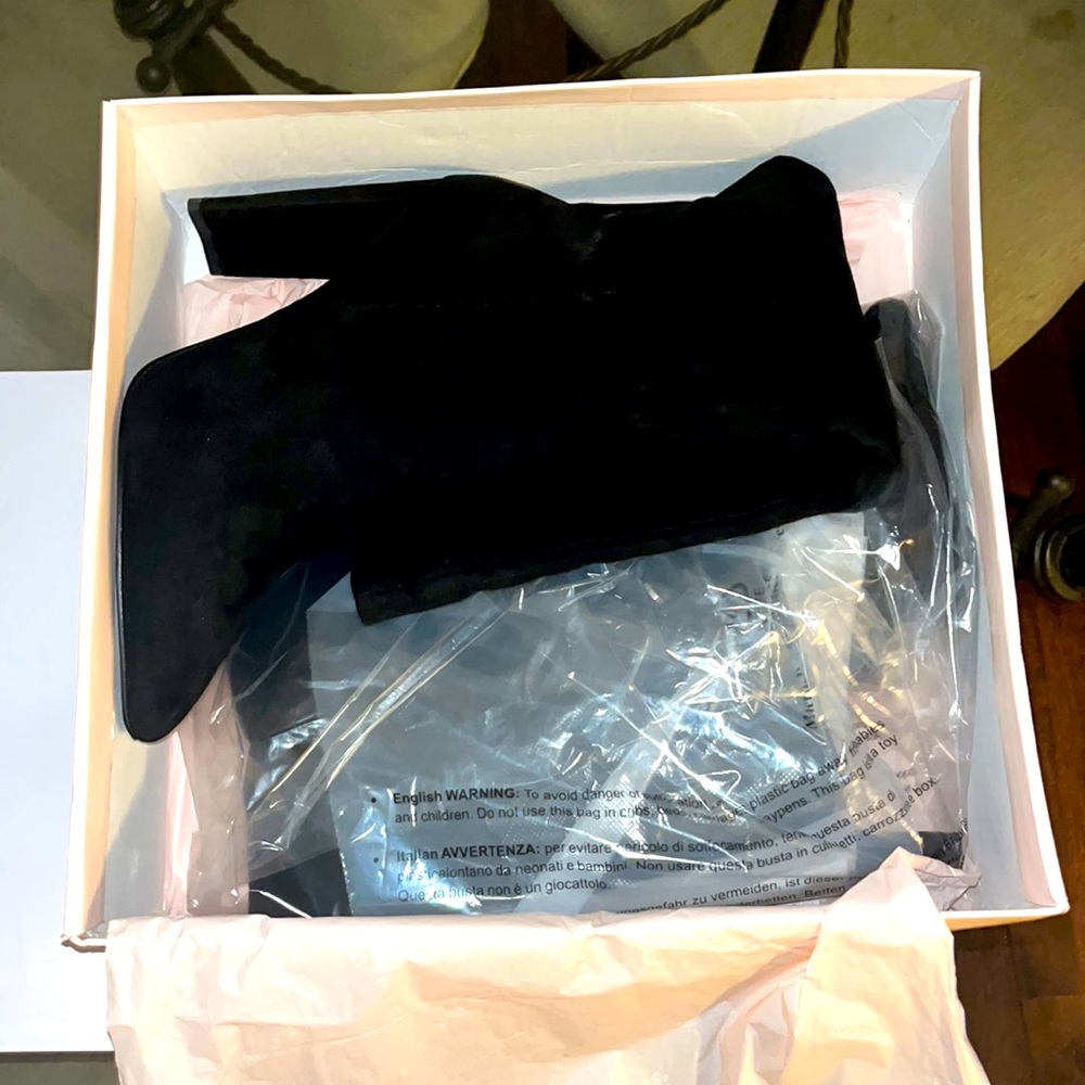 New in box 6” faux suede knee high boots